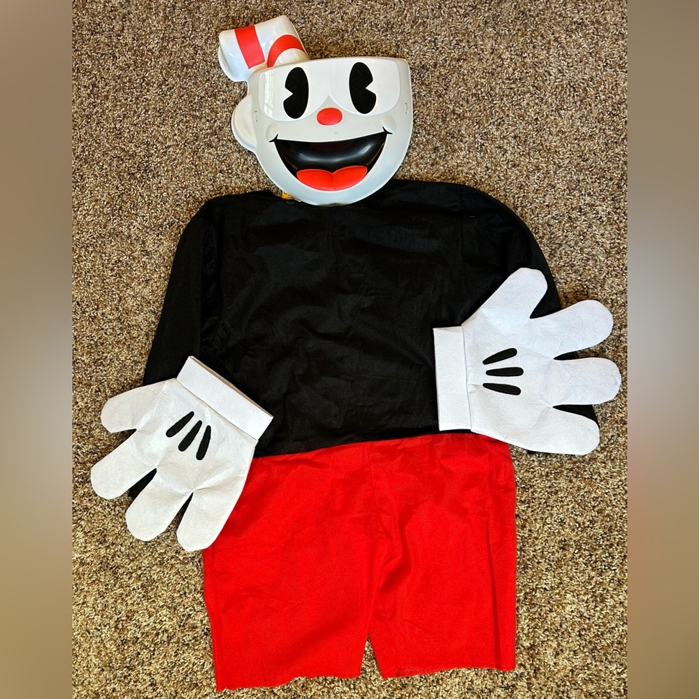 Kids Black & Red Cuphead-Inspired Halloween Costume